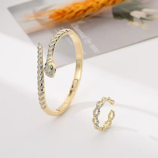 Snakes layer bangle and ring set